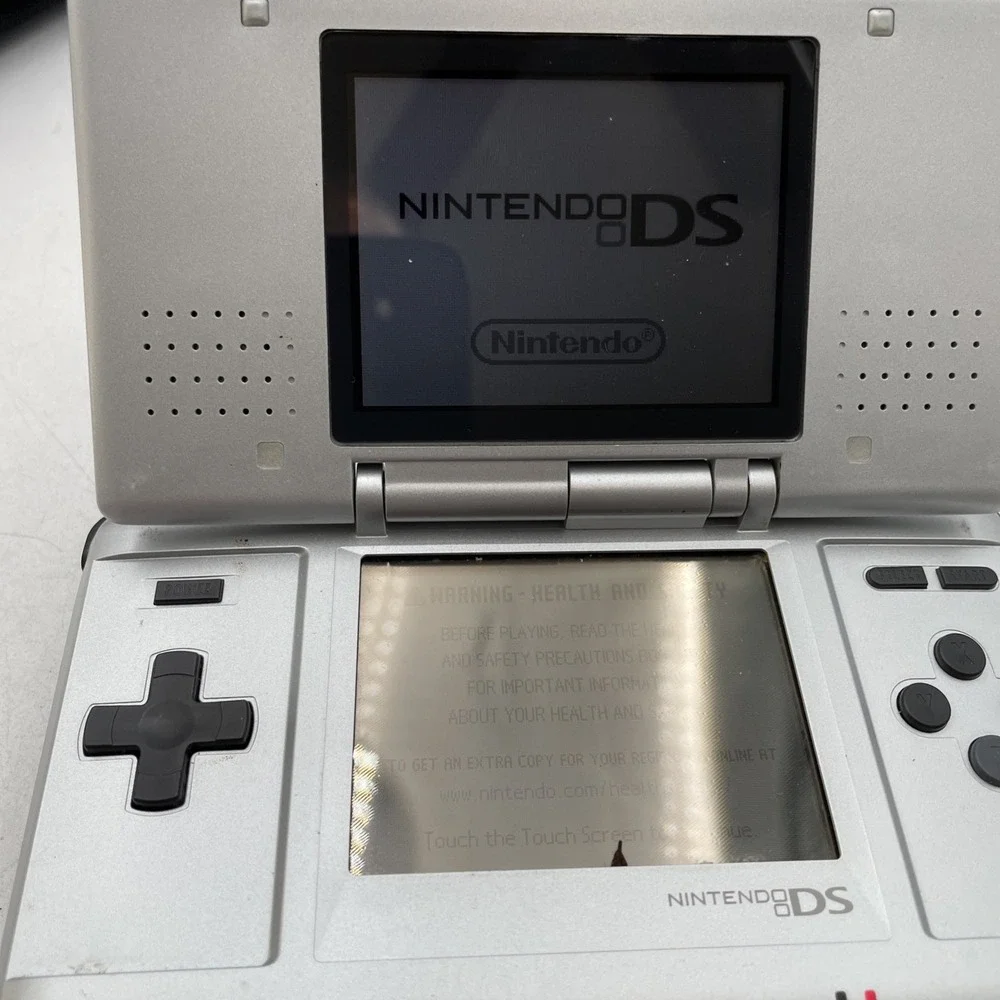 Nintendo DS NTR-001 2004 Game Console - Silver w/ Charger +Case+6 Games-TESTED